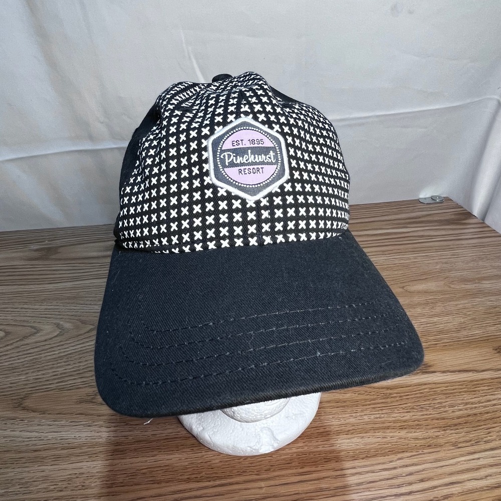 NWT Pukka Pinehurst Resort Ladies Screenprint Cap Black White Adjustable PUK001